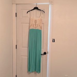 Long Beach Maxi style dress double side- split.  Beautiful aqua!